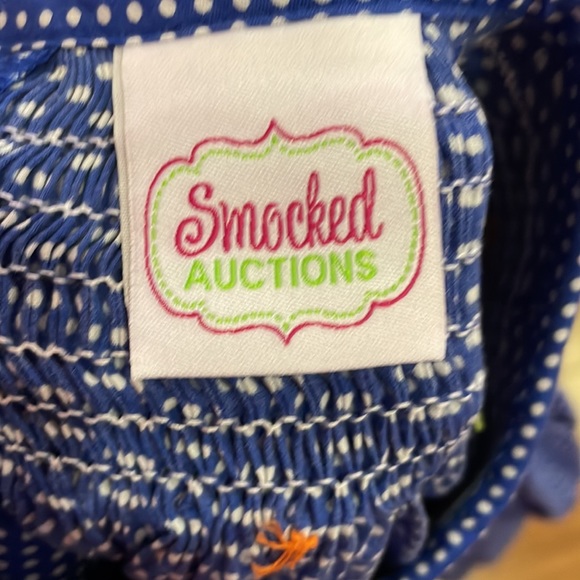 Smocked Auctions Blue Smocked Pumpkin dress size 7 - Picture 6 of 8
